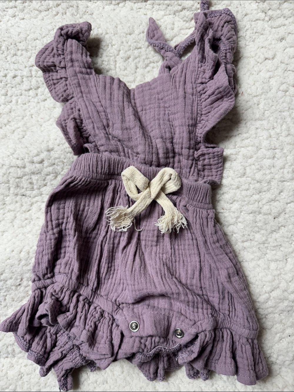 Purple Gauze Short Romper Overalls